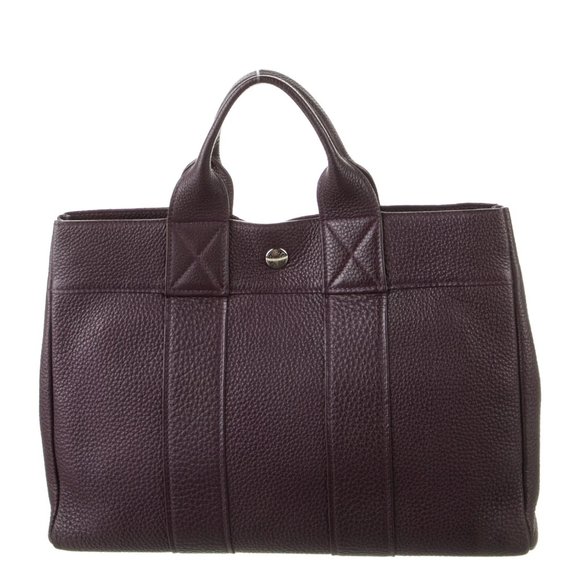 HERMES Raisin Togo Leather Fourre-Tout PM Top Handle Handbag - Picture 1 of 17